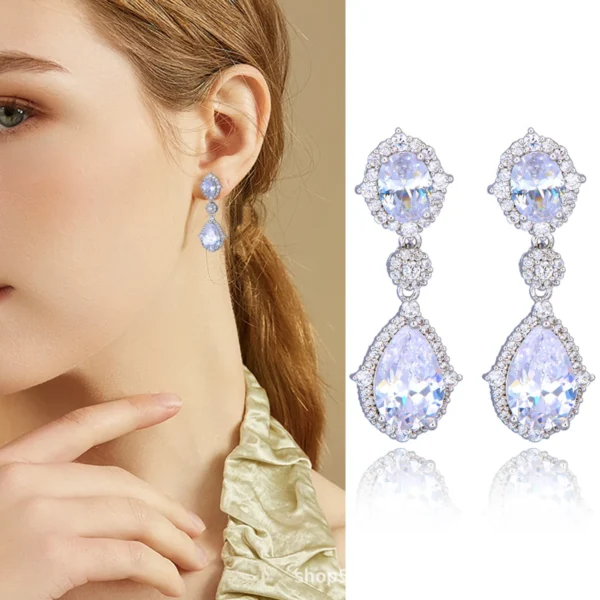 Fashion necklace accessories women's earring Jewelry sets bride's wedding zircon water drop girls earrings for women jewellery - Image 10