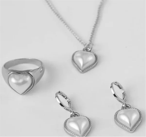 3 Pcs Round Pearl Jewelry Set Of Earring Pendant Necklace For Women Exquisite Fashion Rhinestone Double Wedding Jewelry Set Gift - Image 13