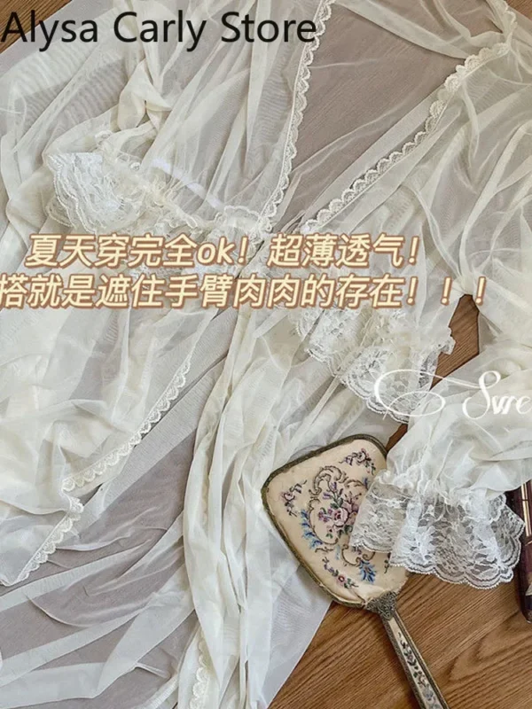 French Sweet Vintage Fairy Dress Women 2022 Autumn Lace Sexy Casual Korean Dress Female Court Chiffon Elegant Long Strap Dresses - Image 8
