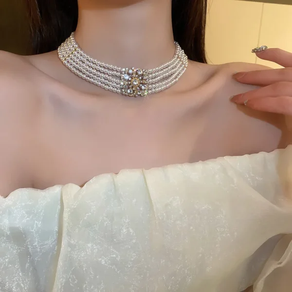 Women's Romantic Jewellery Gorgeous Multilayered Beaded Necklace Trendy Exaggerated Imitated Pearl Necklaces Charm Jewellery - Image 2