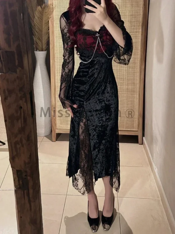 Summer Gothic Grunge Y2k Lace Dress Women Dark Academia Sexy Slim Party Dresses Korean Fashion Design Festival Long Prom Dress - Image 4