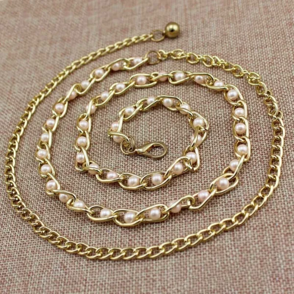 Women's Dress Accessories Waist Chain Metal Chain Solid Pearl Versatile Apparel Accessories Pearl Thin Waist Belts - Image 10