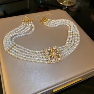 Women's Romantic Jewellery Gorgeous Multilayered Beaded Necklace Trendy Exaggerated Imitated Pearl Necklaces Charm Jewellery
