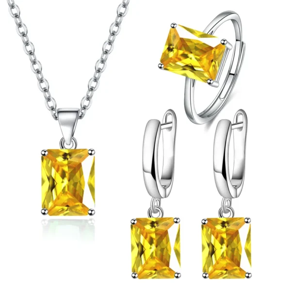 Drop Earrings Pendants Necklaces Ring Set For Wedding Jewelry Women S925 Sterling Silver Crystal Wedding Jewellery Sets - Image 4