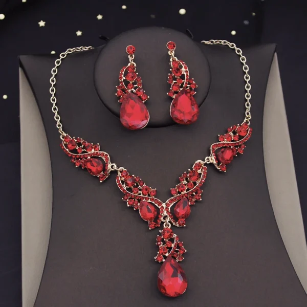 Gorgeous Crystal Jewelry Sets for Women Luxury Choker Necklace Earrings Set Wedding Dress Bridal Costume Necklace Accessories - Image 3