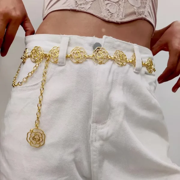 Women Flower Belts Accessories Skirt Suit Decoration Belt Waist Chain Metal Belts Women Cowgirl Western Adjustable Concho Belt - Image 9