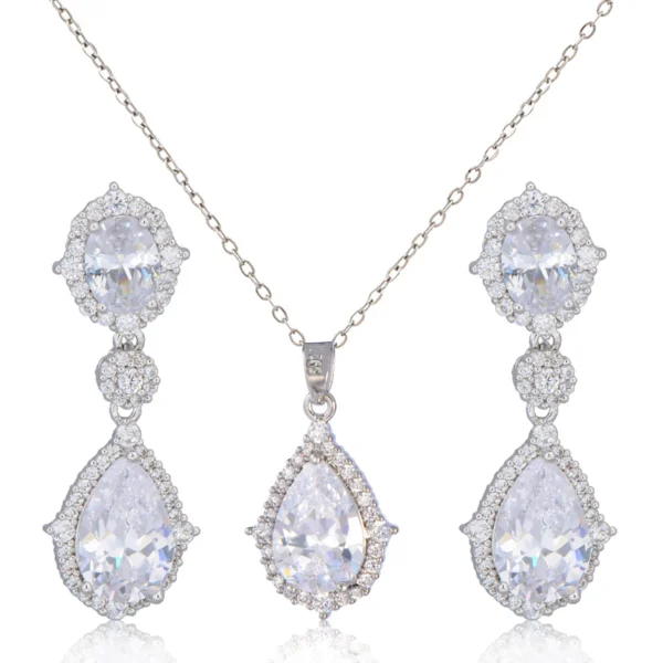 Fashion necklace accessories women's earring Jewelry sets bride's wedding zircon water drop girls earrings for women jewellery - Image 6