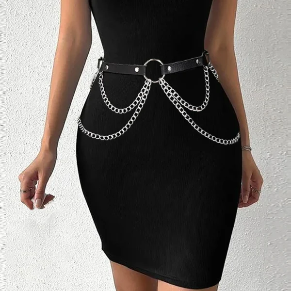 ﻿ Women Sexy Leather Harness Belt Waist Chain Harness Fashion Waistband Accessory Leisure Punk Gothic Clothing Jewelry Belt - Image 3