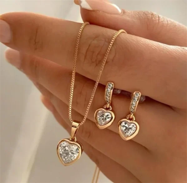 3 Pcs Round Pearl Jewelry Set Of Earring Pendant Necklace For Women Exquisite Fashion Rhinestone Double Wedding Jewelry Set Gift - Image 9