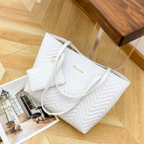 Women's Bag Fashion Large Capacity Tote Bag Wavy Grain Daily Commute Handbag two-piece - Image 11