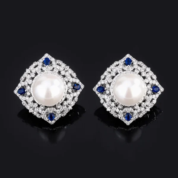 S925 Silver Plated 18K Gold PT950 Platinum Pearls Korean Sapphire White Beads engagement jewellery fine jewellery set - Image 3