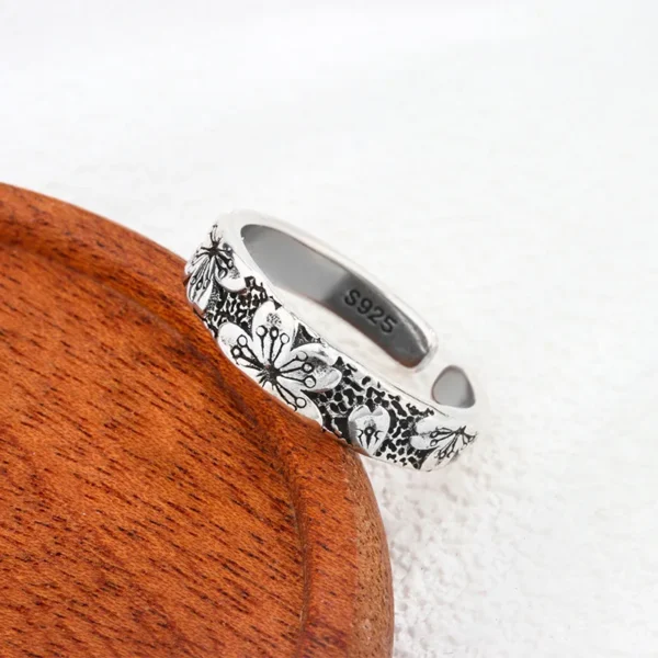 925 Sterling Silver Jewelry Carving Flower ​Wedding Rings For Women Wholesale Cheap Things  Jewellery - Image 4
