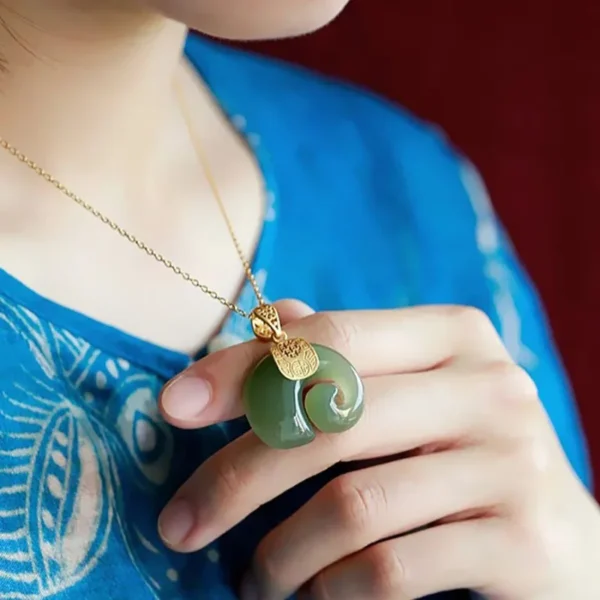 Boutique Natural Stone Hetian Jade Elephant Pendant 18K Gold Plated Chain Necklace Choker Jewelry for Women Birthday Anniversary - Image 6