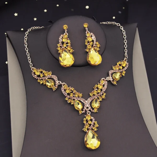 Gorgeous Crystal Jewelry Sets for Women Luxury Choker Necklace Earrings Set Wedding Dress Bridal Costume Necklace Accessories - Image 7