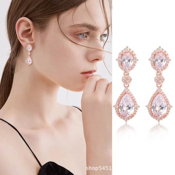 Fashion necklace accessories women's earring Jewelry sets bride's wedding zircon water drop girls earrings for women jewellery - Image 18