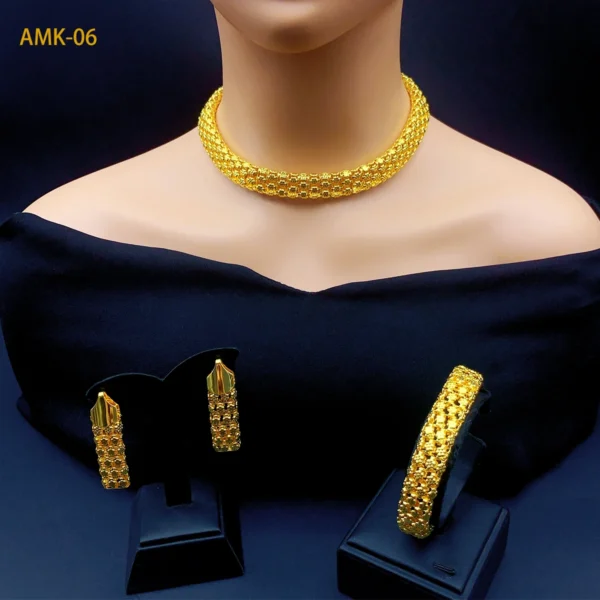 Brazilian Necklace Earrings Jewelry Set For Women Gold Plated Dubai Indian African Dubai Bridal Wedding Party Gift Jewellery - Image 5