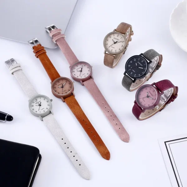 Women Watches Simple Casual Arabic Numbers Leather Analog Quartz Watches for Woman Fashion Ladies Clock Gift montres femmes - Image 3