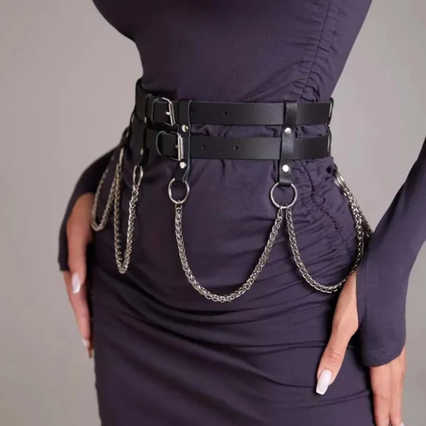 ﻿ Women Sexy Leather Harness Belt Waist Chain Harness Fashion Waistband Accessory Leisure Punk Gothic Clothing Jewelry Belt - Image 11
