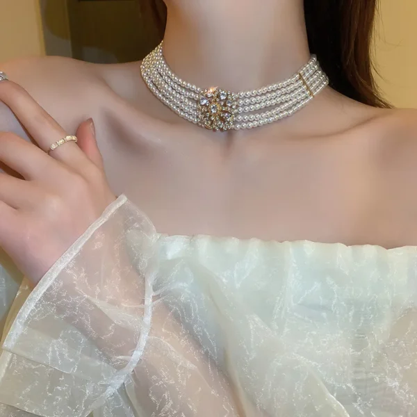 Women's Romantic Jewellery Gorgeous Multilayered Beaded Necklace Trendy Exaggerated Imitated Pearl Necklaces Charm Jewellery - Image 4