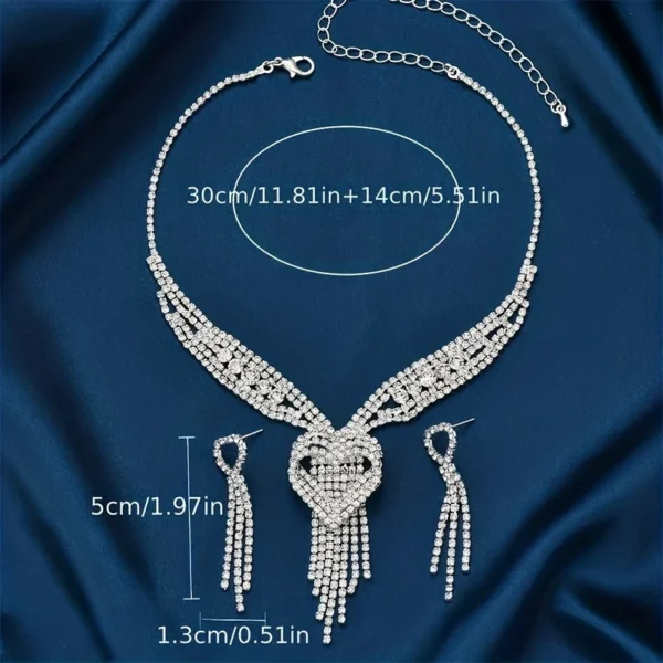 Ladies' jewelry, equipped with rhinestone tassel earrings, necklaces, bracelet sets, wedding party accessories - Image 6