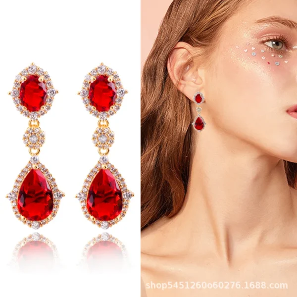 Fashion necklace accessories women's earring Jewelry sets bride's wedding zircon water drop girls earrings for women jewellery - Image 14