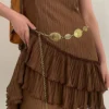 1 piece set of waist chain accessories for women's retro Bohemian ethnic style high-end silver metal chain belt with skirt belt - Image 2