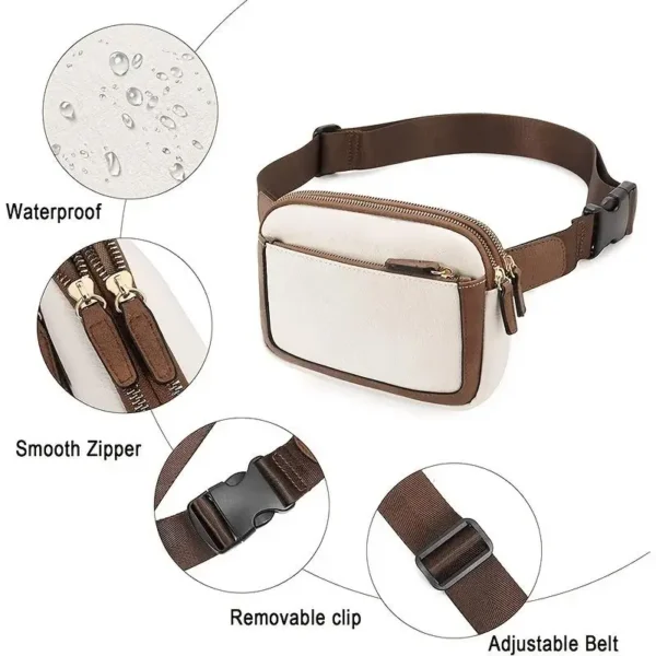 Women's Bag  Leather Waist Pack Crossbody Chest Bags Travel WaterProof Belt Bag Sport Purse Pocket Unisex - Image 3