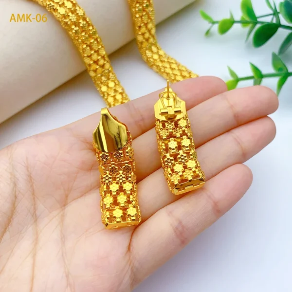 Brazilian Necklace Earrings Jewelry Set For Women Gold Plated Dubai Indian African Dubai Bridal Wedding Party Gift Jewellery - Image 2