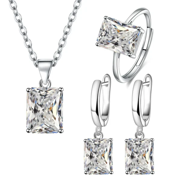 Drop Earrings Pendants Necklaces Ring Set For Wedding Jewelry Women S925 Sterling Silver Crystal Wedding Jewellery Sets - Image 3