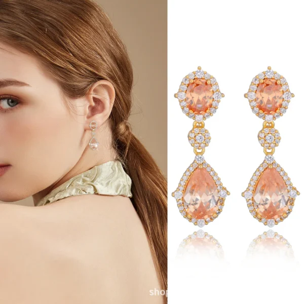 Fashion necklace accessories women's earring Jewelry sets bride's wedding zircon water drop girls earrings for women jewellery - Image 17