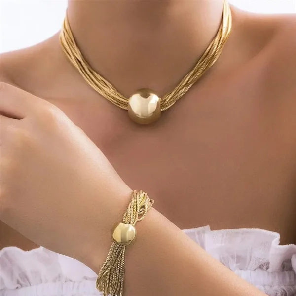 2Pcs/Set Colorful Bohemian Fashion Choker Necklace Bracelet Jewelry Set Classic Cross Chain Accessories for Women Gift Party - Image 8