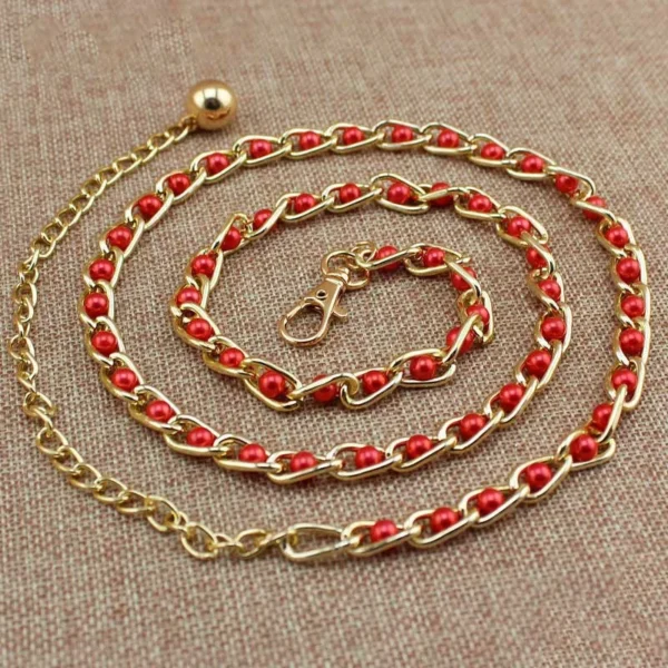 Women's Dress Accessories Waist Chain Metal Chain Solid Pearl Versatile Apparel Accessories Pearl Thin Waist Belts - Image 11