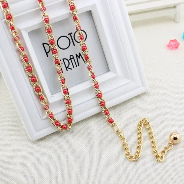 Women's Dress Accessories Waist Chain Metal Chain Solid Pearl Versatile Apparel Accessories Pearl Thin Waist Belts - Image 4