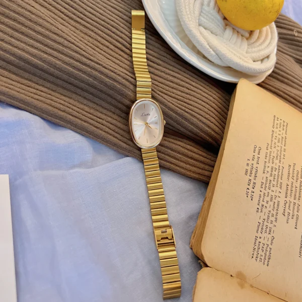 1pc New Fashionable Women's Watch With Gold Bracelet, Vintage & Luxury Ins Style, Elegant & Versatile Quartz Watch ladies watch - Image 4