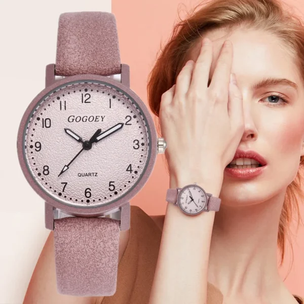 Women Watches Simple Casual Arabic Numbers Leather Analog Quartz Watches for Woman Fashion Ladies Clock Gift montres femmes - Image 2