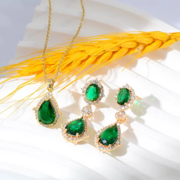 Fashion necklace accessories women's earring Jewelry sets bride's wedding zircon water drop girls earrings for women jewellery - Image 5